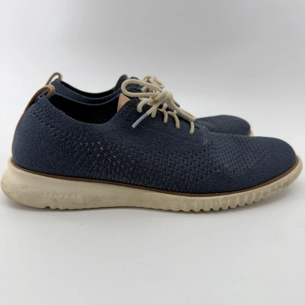 Cole Haan Zerogrand Stitchlite Oxford Navy Blue Knit Mens Shoes Size 11.5‎